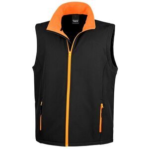 Result Mens Printable Softshell Body Warmer / Black/Orange